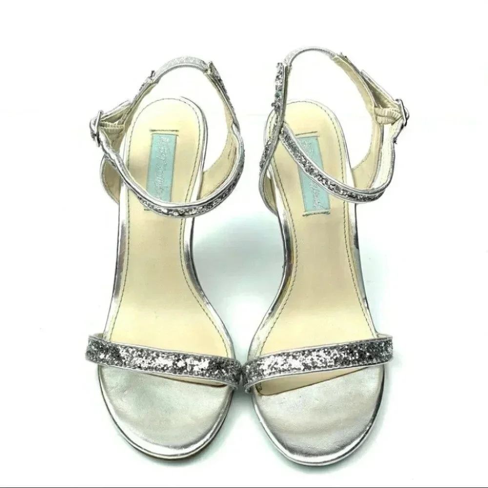 Betsey Johnson wedding Heels Darci 7 glitter wedge